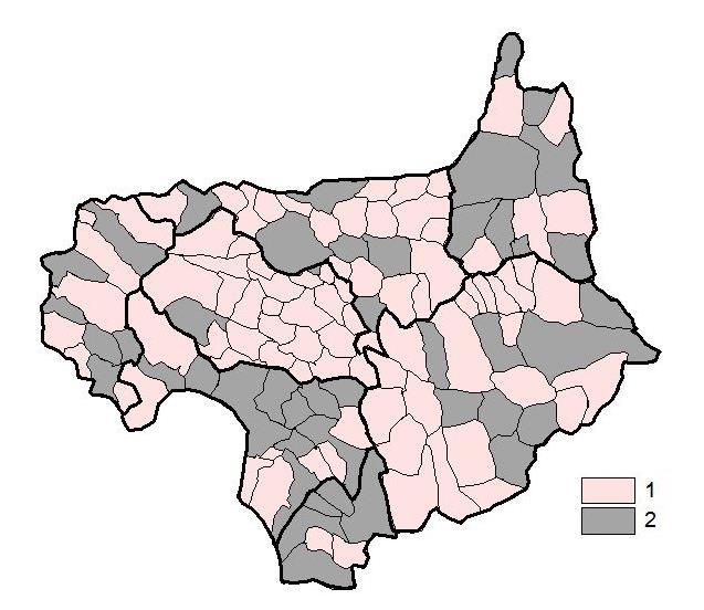 A vizsgált kistérségek, települések A 2015-2019.