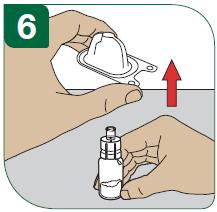 Használja az injekciós üveg adapter csomagolását fogantyúként, és kapcsolja össze annak