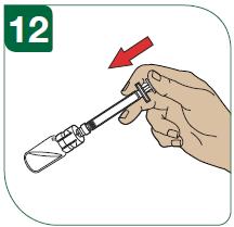 Megjegyzés: Ne rázza fel az injekciós üveget! 11 - Figyelmesen vizsgálja meg az oldatot.