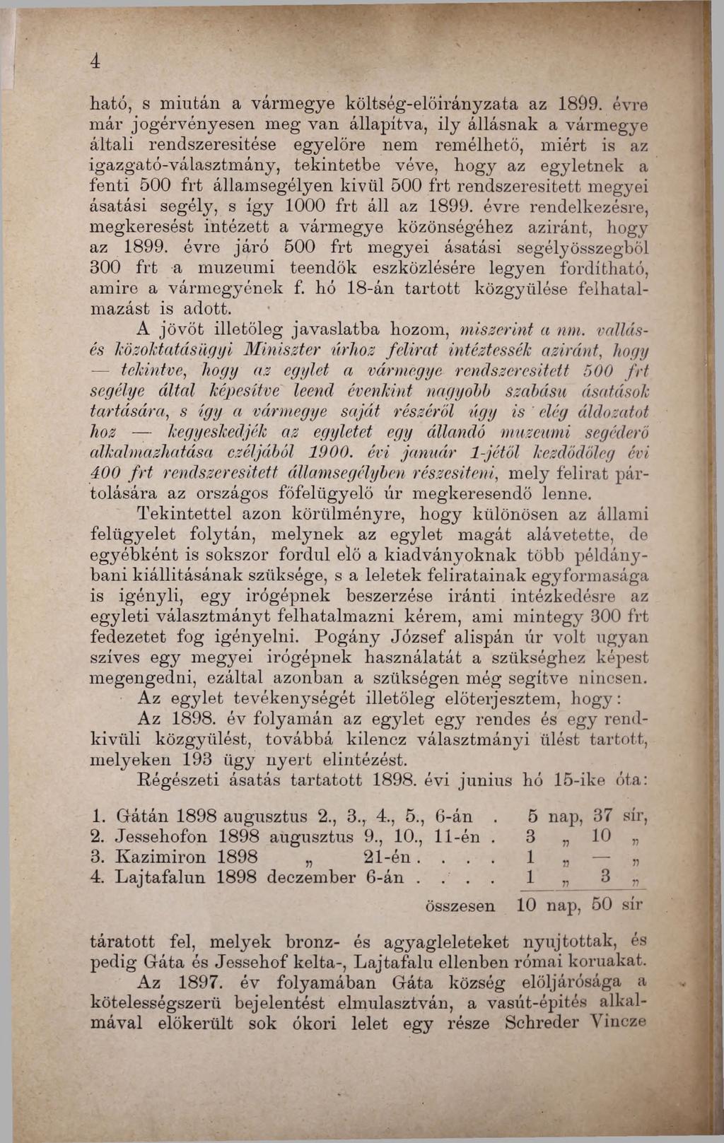 ható, s mintán a vármegye költség-előirányzata az 1899.