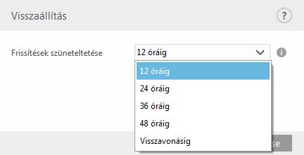 Frissítés cserélhető adathordozóról Lehetővé teszi a frissítést a cserélhető adathordozóról, ha az létrehozott tükröt tartalmaz. Az Automatikus beállítás választásakor a frissítés a háttérben fut.