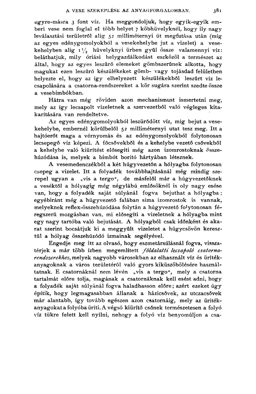 A VESE SZEREPLÉSE AZ ANYAGFORGALOMBAN. e g y r e - m á s r a 3 f o n t v íz.