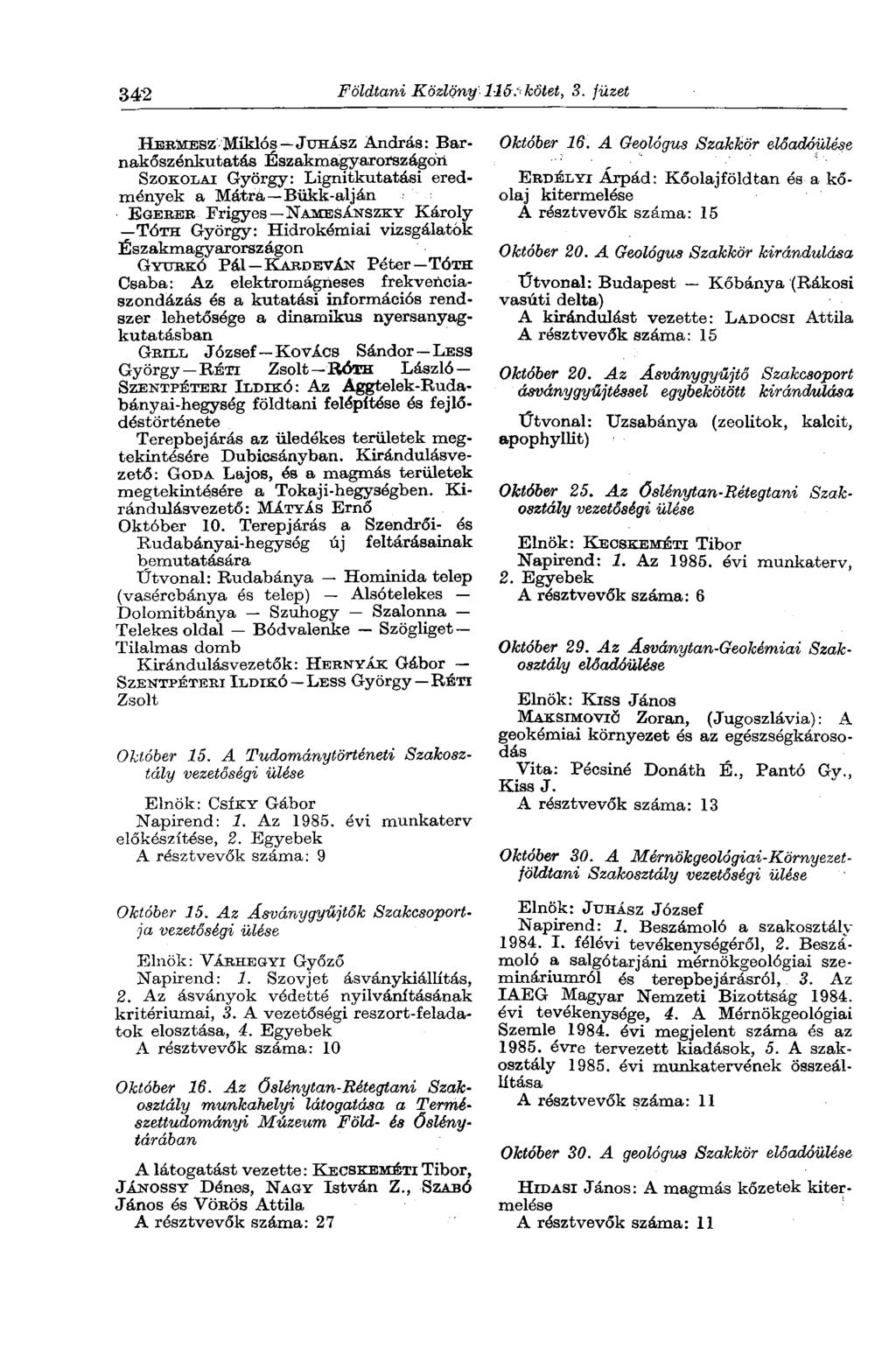 342 Földtani Közlöny115.' kötet, 3.