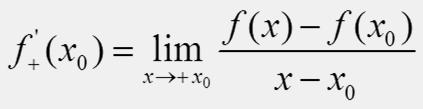 Példa: Határozzuk meg az f(x) = x 2 függvény differenciálhányados függvényének értékét az x 0 = 4 helyen! Mivel ezért Kalkulus MIA 82 Egy függvényt az x 0 D f helyen jobbról ill.