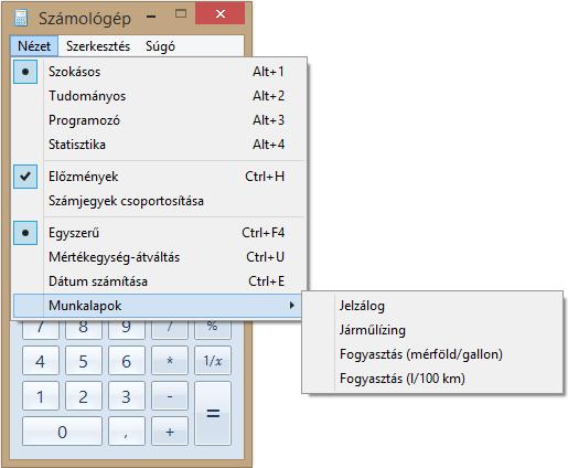 10 KIFEJEZÉSEK KIÉRTÉKELÉSE Windows 7-ig lásd a 2. ábrát, a Windows 8 10 csempés kialakítású kalkulátora kevesebb szolgáltatást nyújt lásd az 1. ábrát).