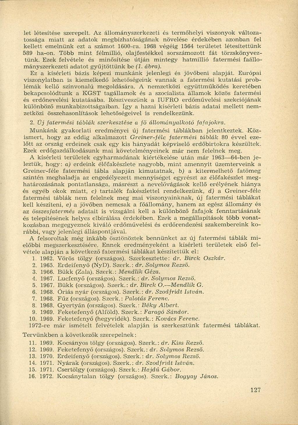 let létesítése szerepelt. Az állományszerkezeti és termőhelyi viszonyok változatossága miatt az adatok megbízhatóságának növelése érdekében azonban fel kellett emelnünk ezt a számot 1600-ra.