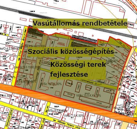 36 4.2.2 A 2. akcióterületen tervezett intézkedések (szociális városrehabilitáció) 3. térkép: a 2.