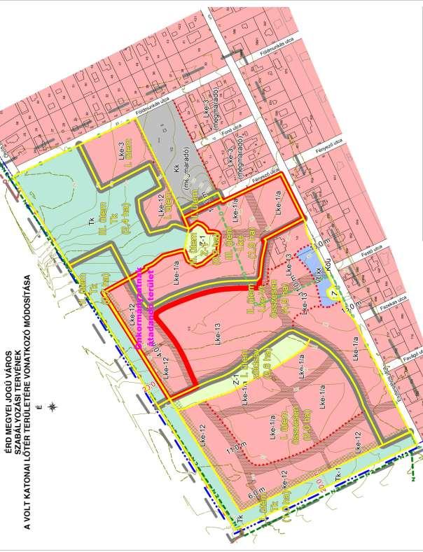 Érd volt Lőtér - 1/3 és1/4 hrsz terület-kimutatás Tervezett végső állapotban Fejlesztőé Önkormányzaté Egyéb magán-tulajdonos Lke-1/a 59392 35835 20954 2603