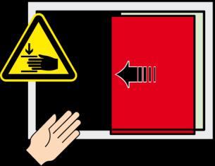 2.2.3 Párhuzamos toló-bukó vasalatok A biztonsággal összefüggő jelek Jel Balesetveszély, amit a testrészek, szárny és tok közötti résbe való beszorulása jelent.