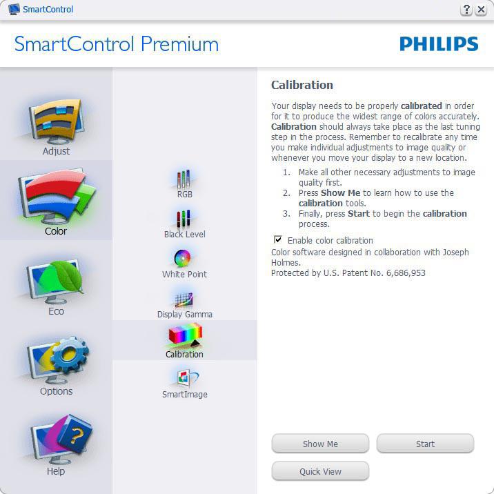 5. Enable color calibration (Színkalibráció engedélyezése) -
