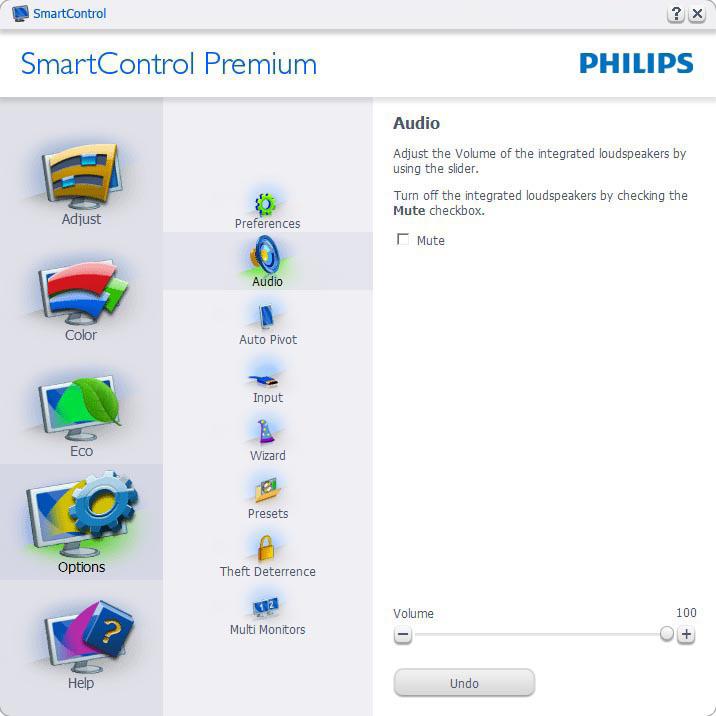 3. Képoptimalizálás A Run at Startup (Futtatás indításkor) alapértelmezésképpen be van jelölve (On (Be)). Letiltása esetén a SmartControl Premium nem indul rendszerindításkor és nem lesz a tálcán.