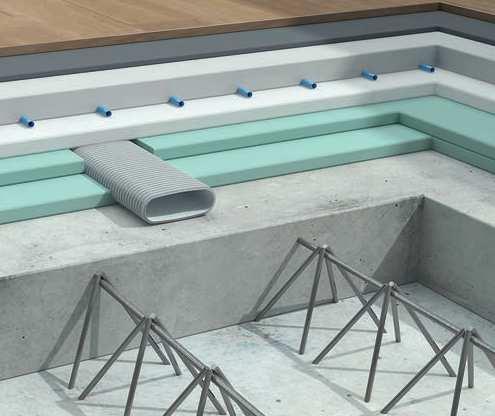 Lapos csatornák Szerelési példa a lapos csatorna használatára Fektetésre alkalmas: - padlóban, beton fedőrétegben, - álmennyezeteknél, - elő- és gipszkarton falakban, - flexibilis