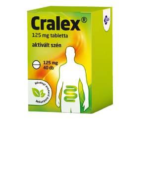 Már 3 éves kortól szedhető. ÉG RE M E G V Á SÁ ROL Cralex 125 mg tabletta, 40 db (35,7 Ft/db) hatóanyag: aktivált szén PÉNZTÁRI S MLA ZÁ TER RE speciális gyógyászati célra szánt tápszer.