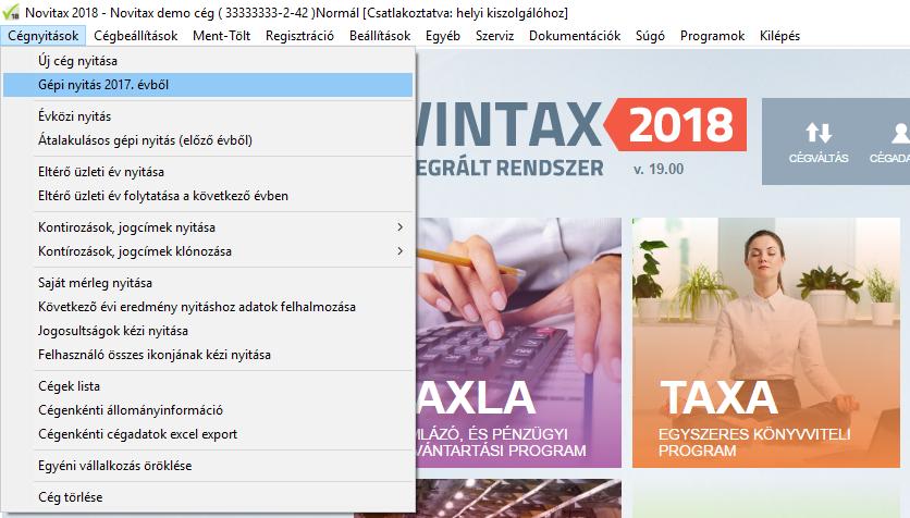 Adatbázis útvonal választás A gépi nyitás elindítása után ki kell választani a 2017-es program elérési útvonalát (az itt felajánlott útvonalat csak abban az esetben kell