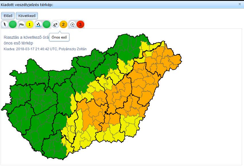 Előrejelzések az OMSZ honlapon (4) Veszélyjelzés: