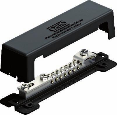 kültéren Potenciálkiegyenlítő sín kültéri használatra + UV-stabilizált + Korrózióálló + Egyszerű beépítés.