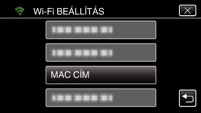 A Wi-Fi használata A kamera MAC-címének ellenőrzése A kamera MAC-címének megjelenítése 1 Érintse meg: MENU Wi-Fi beállítások inicializálása A Wi-Fi beállítások visszaállítása alapértelmezett