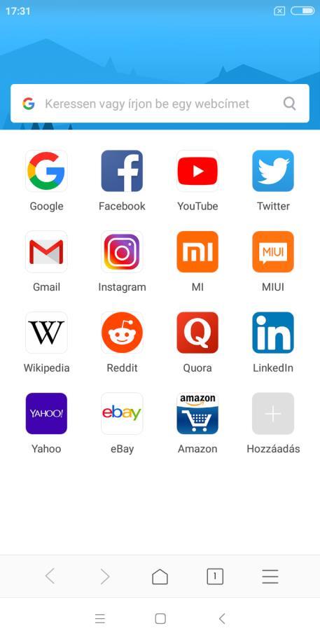 BÖNGÉSZŐ 1. A főlapon indítsa el a Böngésző applikációt ( ). 2. Koppintson a fenti címsorba, majd az előugró virtuális billentyűzet segítségével billentyűzze be a megjeleníteni kívánt weboldal címét.