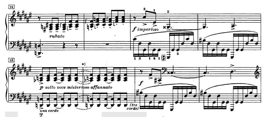 II. Interpretációk összehasonlító elemzése 109 A 61. ütemben lévő subito pianót egyik művésznek sem sikerült elérnie, ennek következtében a jellegzetes modulációs hatás nem tud érvényesülni.