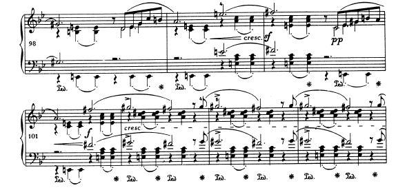 II. Interpretációk összehasonlító elemzése 61 A 79. ütemben a felső szólamban lévő, utolsó negyedértékű b-hang Horowitznál nem hallatszik. Horowitz a 81.