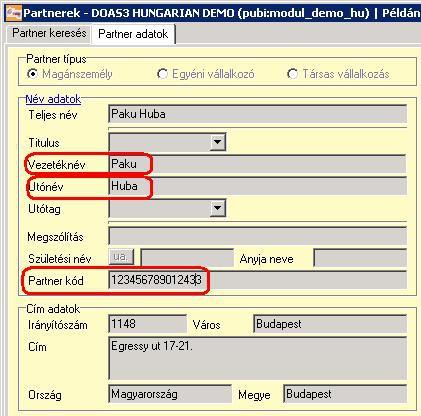 A kereséshez az alábbi partner / jármű adatok alapján lehetséges: Vevő (DOAS-ban