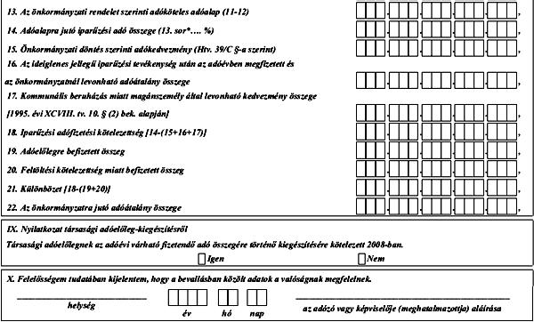 Magyar joganyagok - 35/2008. (XII. 31.) PM rendelet - az önkormányzati adóhatóságok15. A jelű betétlap 2008.