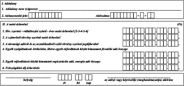 iparűzési adóbevalláshoz Vállalkozók nettó árbevételének a kiszámítása B jelű betétlap 2008.