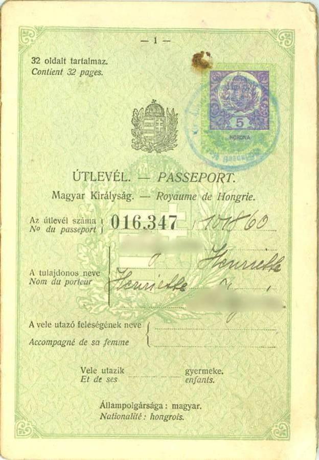 SOM Krisztián A magyar 1922 M útlevél
