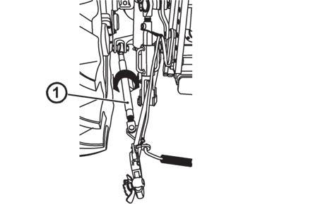 Ha a függesztő szerkezetre nincs munkagép kapcsolva, az alsó függesztőkarokat a lengés ellen rúgók segítségével össze kell kapcsolni és a felső függesztőkart (1) a flexibilis tartókengyelbe kell