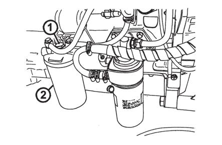 Az üzemanyagszűrő szűrőbetét cseréje KARBANTARTÁSI UTASÍTÁSOK Az üzemanyagszűrő szűrőbetétjének cseréje előtt helyezzen egy megfelelő edényt a motor alá, hogy a szűrőből lecsepegő üzemanyagot
