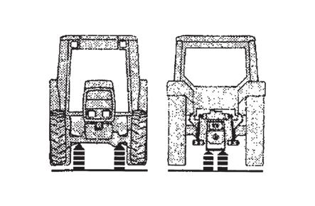KARBANTARTÁSI UTASÍTÁSOK A traktor leállítása és javasolt emelési pontok A traktor rövid idejű tárolása esetén a gumiabroncsokat fújja fel a közúti közlekedésnek megfelelő nyomásértékre.