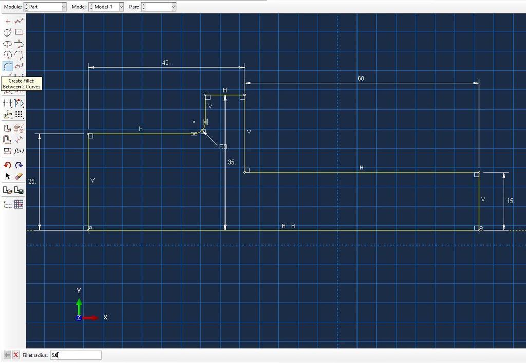 Ehhez a Create Fillet: Between 2 Curves parancsot használjuk.