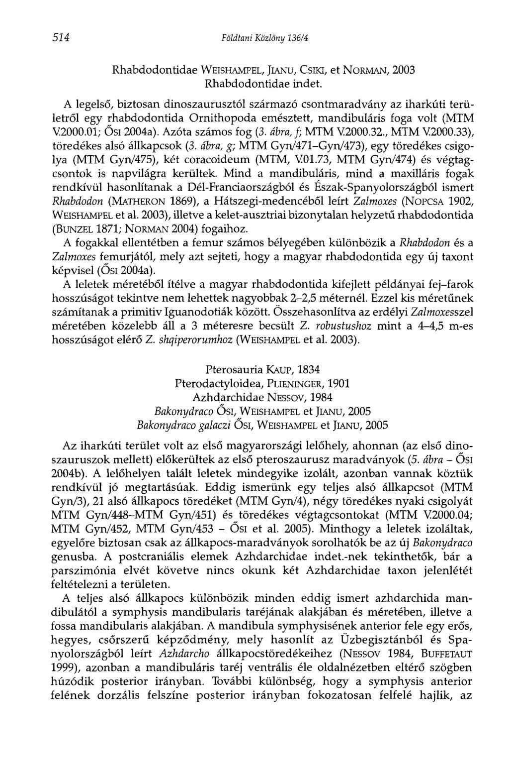 524 Földtani Közlöny 136/4 Rhabdodontidae WEISHAMPEL, JIANU, Csira, et NORMAN, 2003 Rhabdodontidae indet.