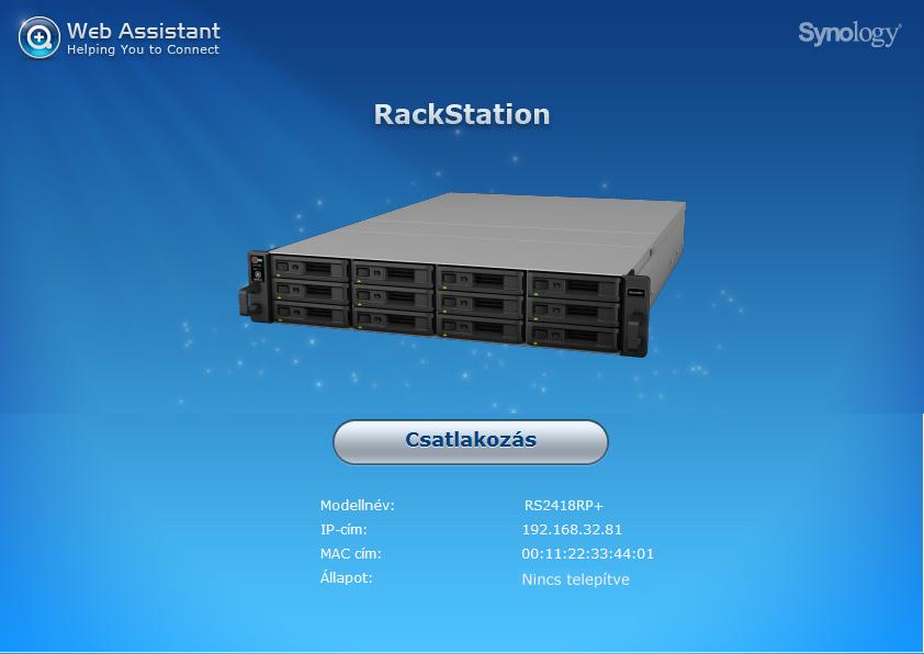 Fejezet A DSM telepítése a RackStation eszközre 3 A hardvertelepítés befejezését követően telepítse a DiskStation Manager (DSM) rendszert, a Synology böngészőalapú operációs rendszerét a RackStation