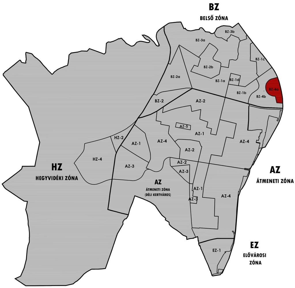 3.a. melléklet: Parkolási zónák térkép BELSŐ ZÓNA HEGYVIDÉKI ZÓNA BZ-1 Kerület központ BZ-2 Belső városrész BZ-3 Gellért hegy BZ-4 Egyetemváros HZ-1 Gazdagréti lakótelep HZ-2 Hegyvidék HZ-3