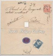 / 1871-es 2 krajcár postal stationery envelope with advertising sign on the back. Kikiáltási ár: 28.000 Ft 1872. 09.08. Helyi levél Pesten. 3 kr.