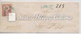 / 1871. Engraved. 3x5 kr. Registered, with "Állítólag" cancellation. Between RUS/ Transylvania-Petrozseny. 3x400 Gp.