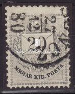 Színes számú krajcáros, 4-es tömb, zöldes-szürke színű bélyegek A 13-as fogazattal. MBK: 550 pont. / 1874.