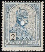 Turul 2 Koronás bélyeg, kicsi hátoldali pöttyel a papíron. / 1908.