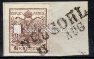 Könyvnyomat 3 krajcáros bélyegek felvidéki lebélyegzésekkel. / 1850. Typography 3 krajcár stamps with Slovakian cancellations.