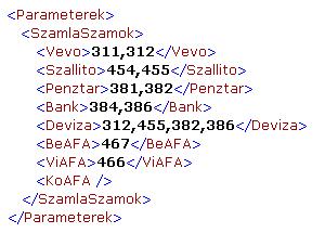 1.3 Paraméterek A paraméterek számlaszámai a könyvelésben használt főkönyvi számlaszámok jellegének megállapításához szükséges adatokat tartalmazzák.