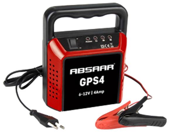 5. Leírás Modell - GPS4 1. Hordozófogantyú 2. Átkapcsoló 6 V / 12 V 3. LED-es kijelző 4. Pozitív csipesz (+) piros 5.