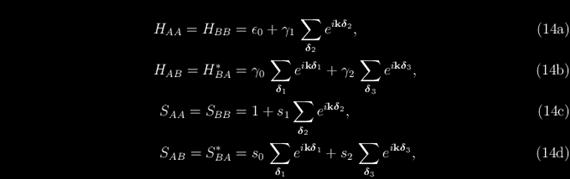 Rövid számolás után adott mellett a hullámfüggvényt meghatározó és együtthatókra a következő sajátérték-egyenletet kapjuk: ahol a hopping mátrix és az hullámfüggvény-átfedési integrálokból képzett