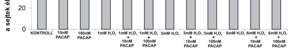 a kontroll sejtek túléléséhez viszonyítva (átlag%±sem) (MTT assay) **P < 0,01,