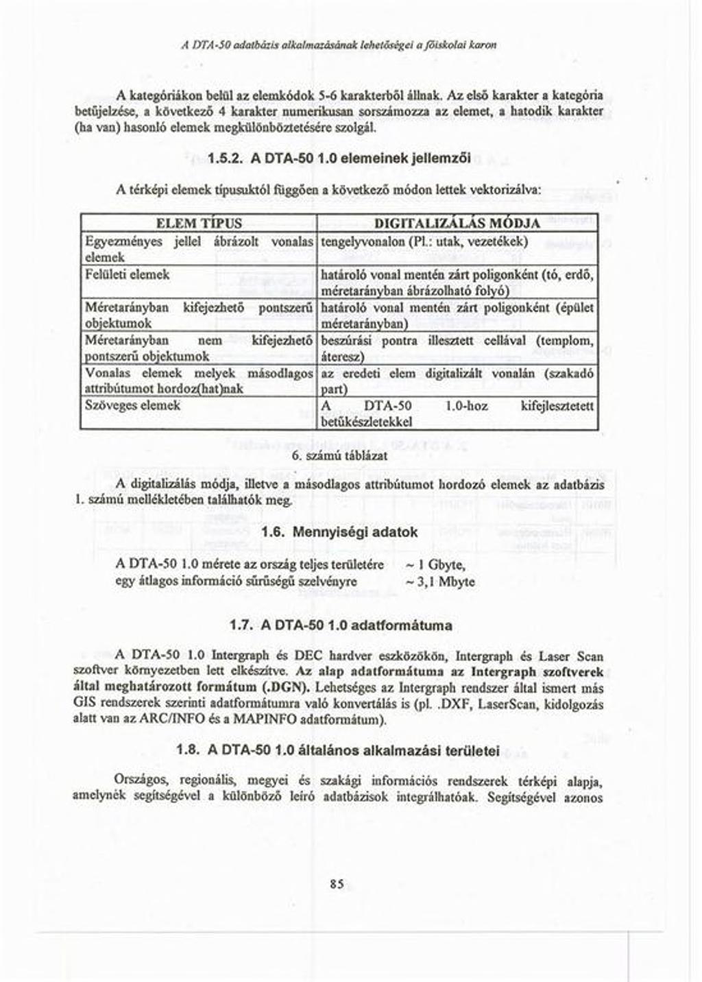 A DTASO adatbázis alkalmazásának lehetőségei a főiskolai karon A kategóriákon belül az elemkódok 5-6 karakterből állnak.