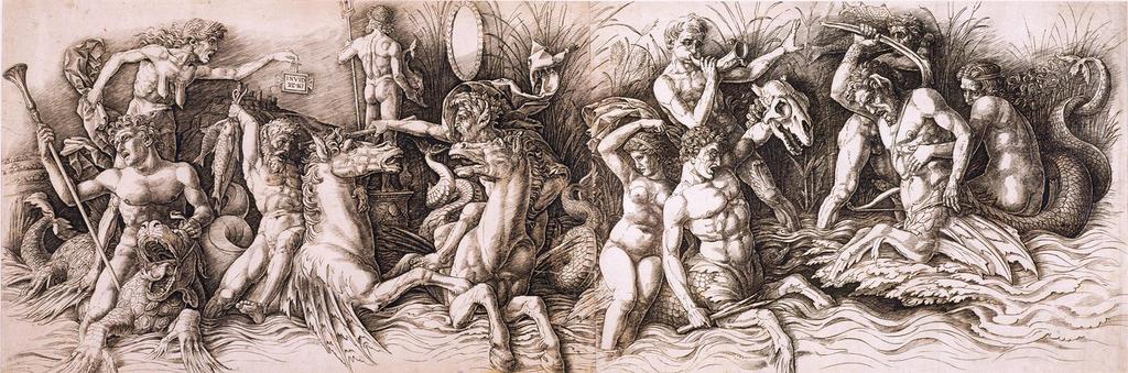 Andrea Mantegna (1431-1506): Tengeri istenek harca,