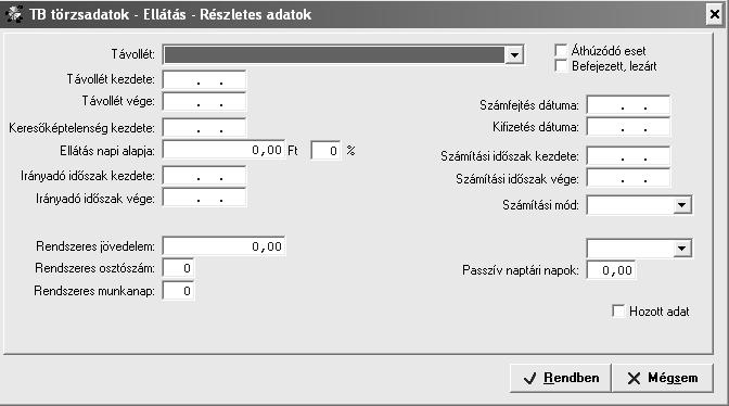 Az ellátás részletes adatai fülön szereplő adatok az XL Bérben történő TB ellátások elszámolását követően automatikusan mentődnek.