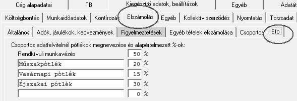 további utómunkát a Műszak és éjszakai pótlék beszámítása a távolléti díjba; Vasárnapi pótlék beszámítása a távolléti díjba beállítások jelölése, ezért készítettük el az új céges szintű beállítási