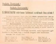 Székely Testvérek! Székely Testvérnők! Szárazajta vértanú lakosai szólnak hozzátok! A Magyar Népi Szövetség választási röplapja 1946-ból. Kelt: Szárazajta, 1946. november 13.