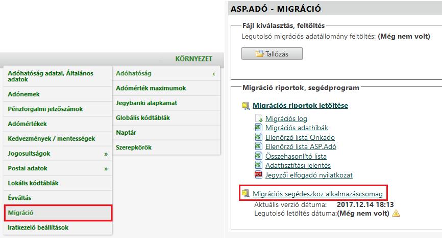 1. Általános tudnivalók 1. A migrációs folyamat során feltöltésre kerülő XML fájlokat minden esetben a legfrissebb kiadású migrációs segédeszköz használatával szükséges elkészíteni.